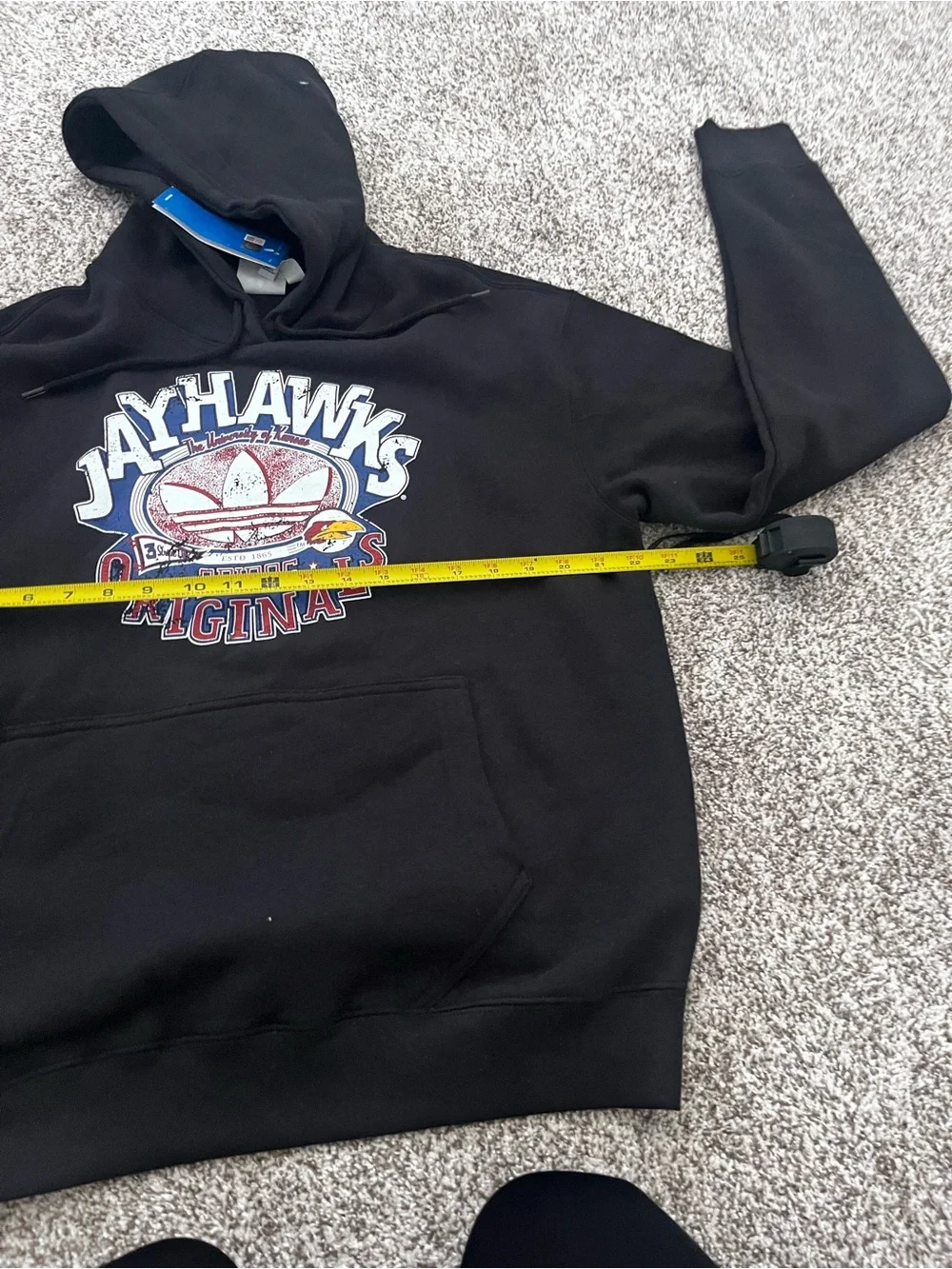 Adidas Originals Jayhawks Hoodie NWT Black Graphic Pullover Oversized Sweatshirt